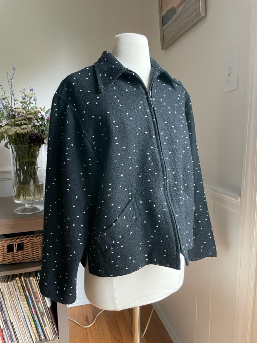 Finity Naturals Black Speckled Zip-Front Women's Jacket M